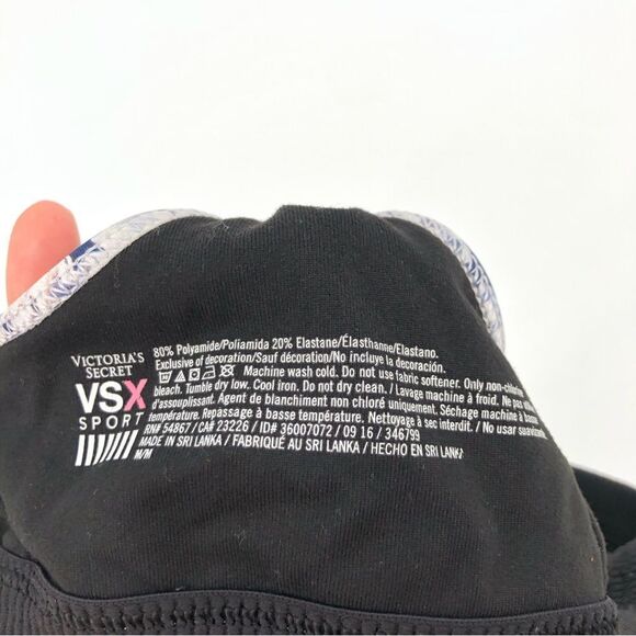 Victorias Secret VSX Sports Bra Medium Star Print‎ Strappy Silver Blue - Picture 4 of 6